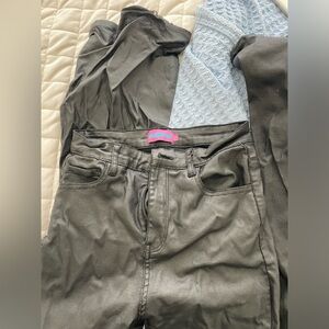 Edikted black leather pants